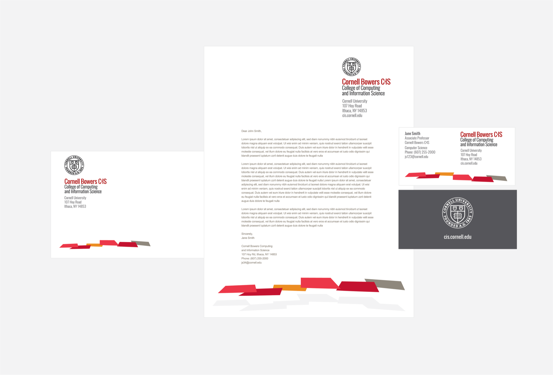 Cornell Bowers CIS letterhead and business cards
