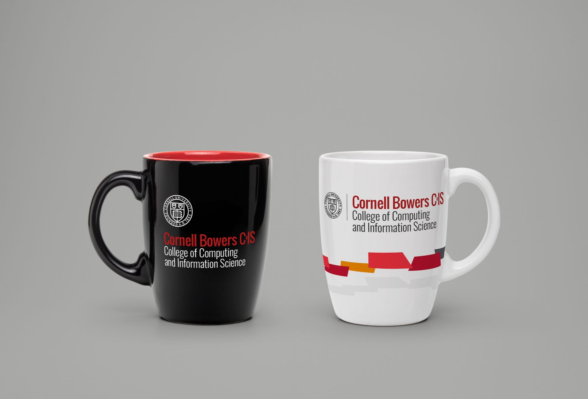 Coffee mugs with Cornell Bowers CIS lockups